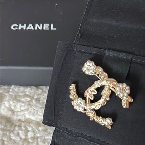 Chanel Gold and Pearl Brooch